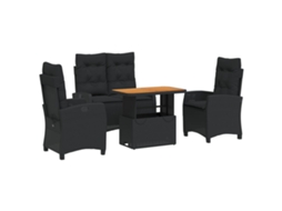 Garden Dining Set, Garden Dining Sets Vidaxl Preto Rattan / Vime (90 Cm Table Length)
