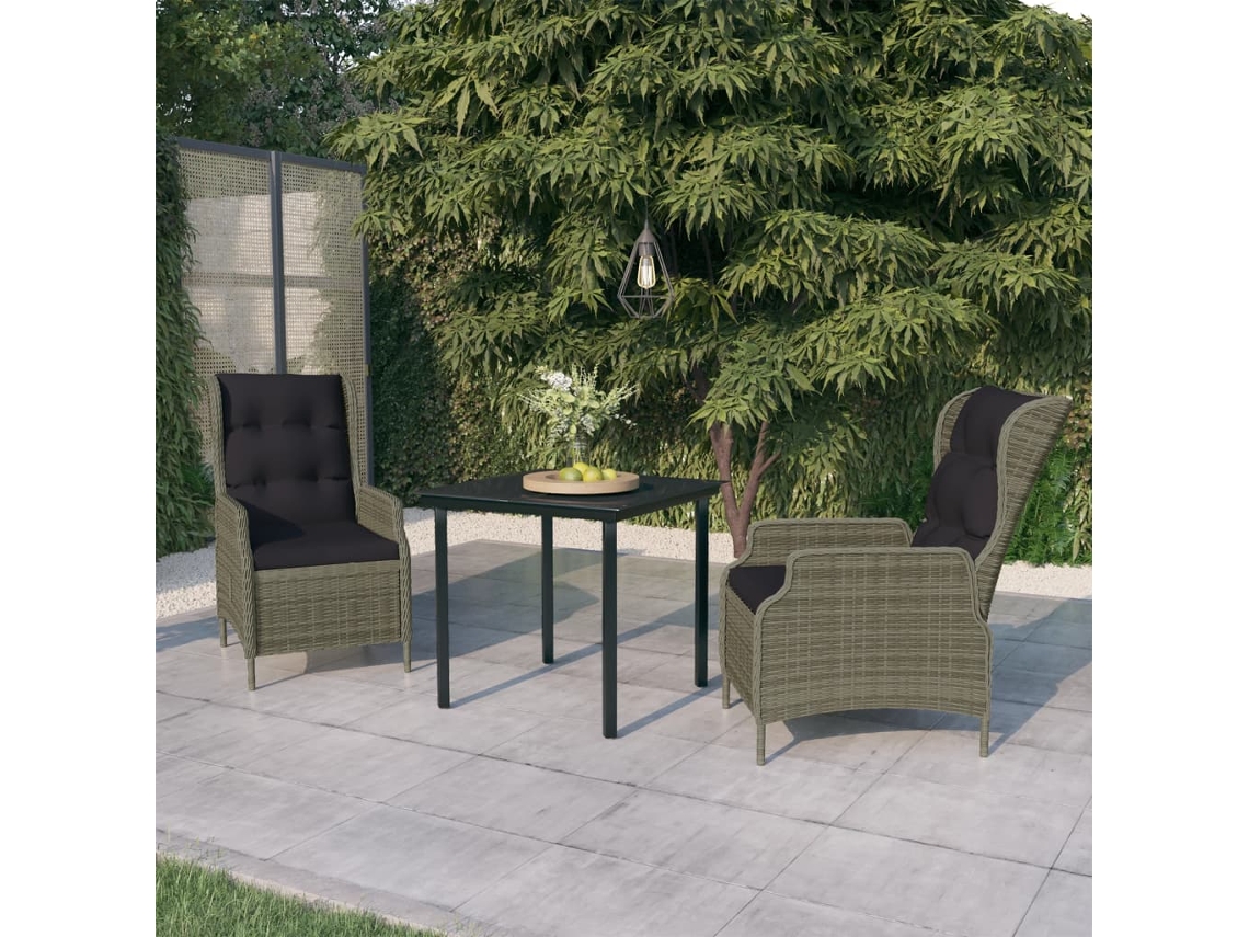 Vidaxl 3 Pcs Conjunto De Jantar Para Jardim Castanho