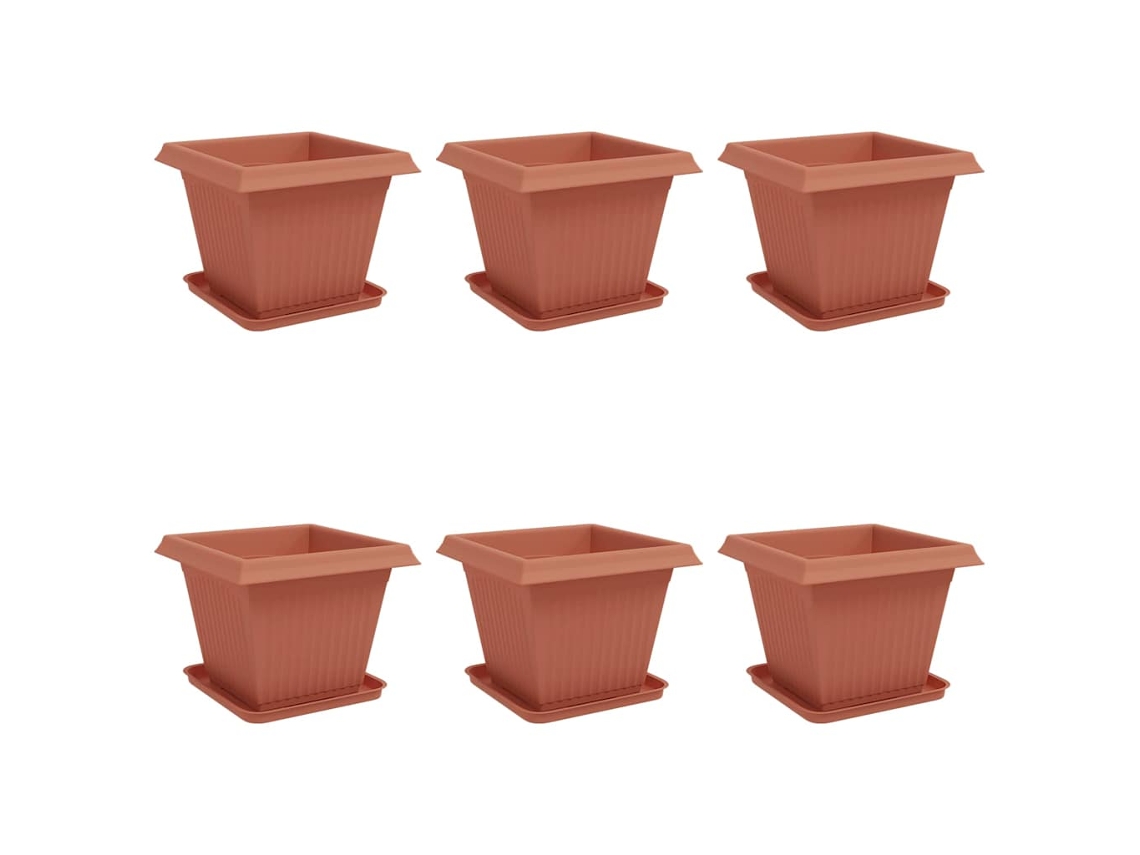 Vidaxl Vasos De Plantas 6 Pcs Vermelho Tijolo 38 X 38 X 30 Cm Plástico