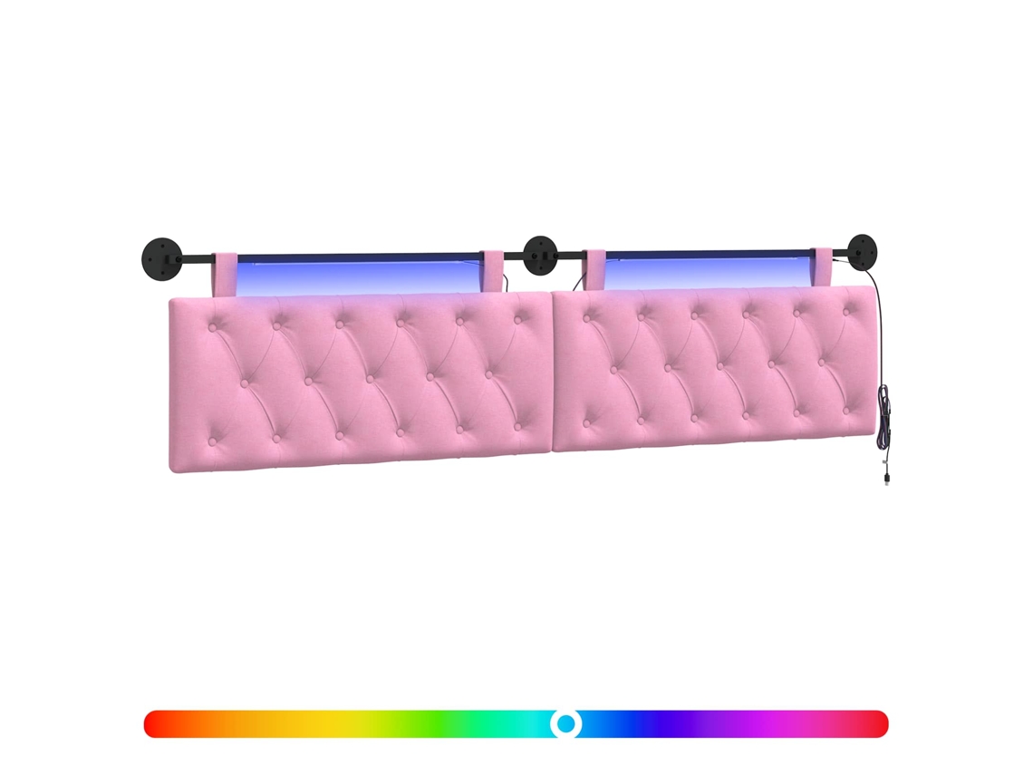 Conjunto 1 Cabeceira Suspensa Vidaxl Rosa Tecido (210 X 55 X 7 Cm)