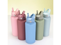 Garrafa Térmica Pinkipree De 1000ml Com Tampa Canudo E Alça À Prova De Vazamentos Portátil Ideal Para Esportes Ao Ar Livre