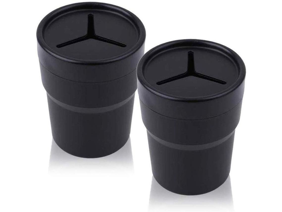 Lixeira para Carro com Tampa, Mini Lixeira Veicular À Prova de Vazamentos Ajusta se Ao Porta copos no Console Ou Porta