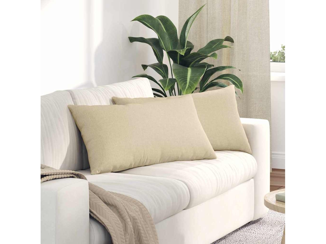 Vidaxl Travesseiros De Sofá 2 Unid. Tecido Creme 80 X 40 Cm