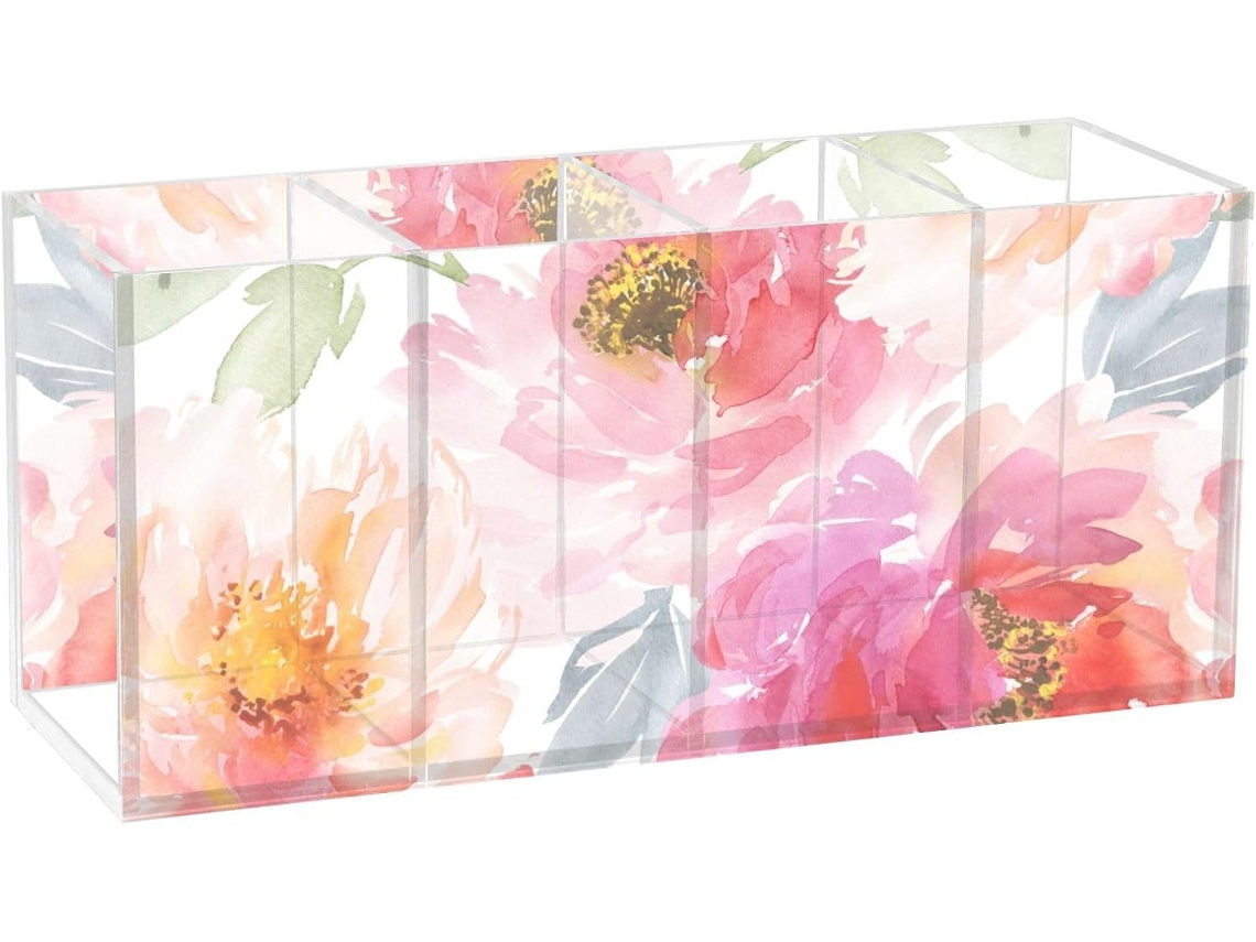 Porta lápis Grande em Acrílico Transparente Frodotgv com 4 Compartimentos para Lápis e Pincéis de Maquiagem, I