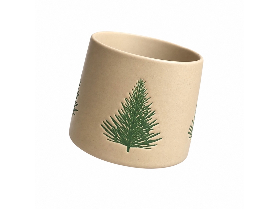Caneca Com Árvore De Natal, Acabamento Natural