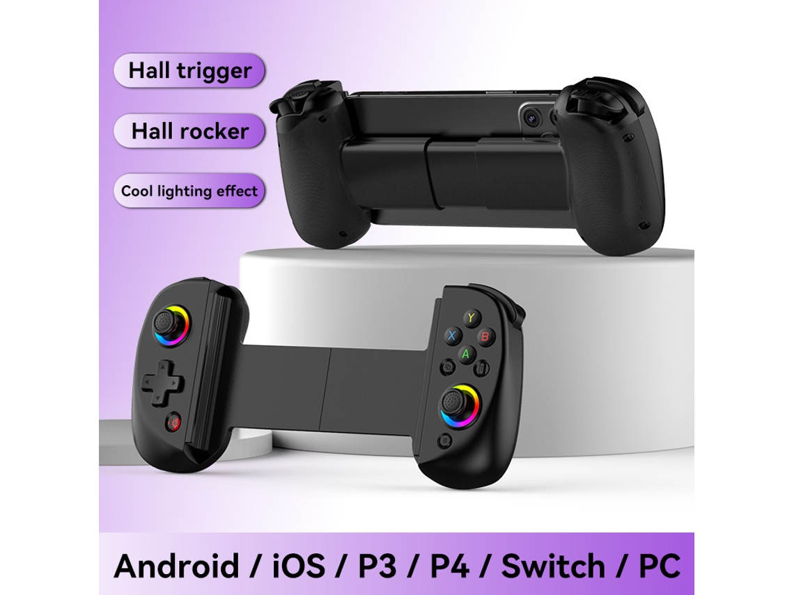 Controle Extensível Rgb Sem Fio Para Tablet, Compatível Com Switch, Ps3, Ps4, Android E Ios, Cor Preta. Aeuzwr