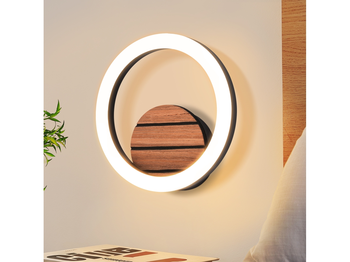 Candeeiro de Parede Led Pequeno Moderno Redondo Preto 20cm Branco Quente 3000k 6w Ideal para Sala de Estar Ou Quarto ZMH
