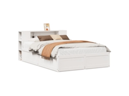 Cama Sem Colchão 135x190 cm Madeira de Pinho Maciça Branco MAISON EXCLUSIVE