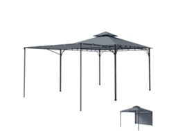 Gazebo de Jardim com Telhado Extensível e Buracos de Drenagem. em Metal e Poliéster. 3,2x3,2 M. Cinza Escuro Ge