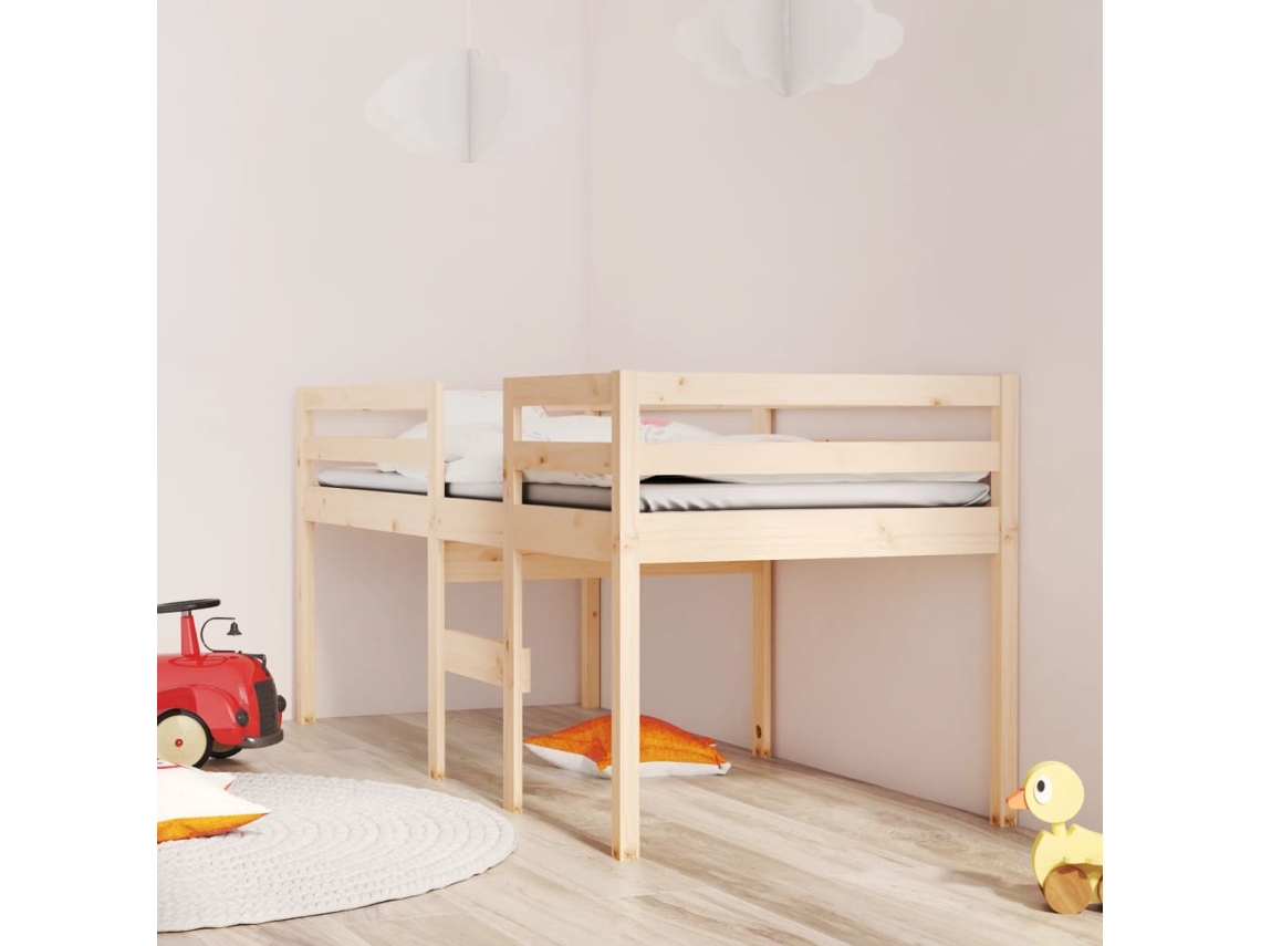 Vidaxl Cama Alta 90x190 Cm Madeira De Pinho Maciça