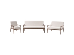 Conjunto De Sala De Estar Beliani Esrum De Tela Beige 151x72x79