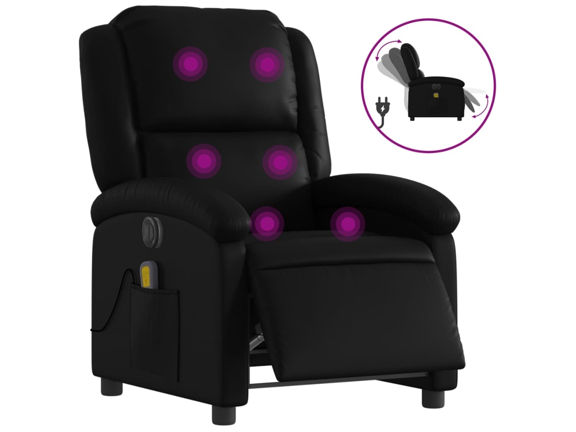 Electric Massage Recliner Chair, Electric Massage Recliner Chairs Vidaxl Preto Couro Artificial