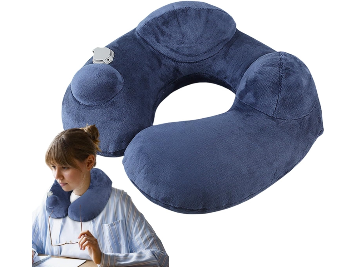 Travesseiro Inflável para Viagens de Avião Viagem Dormir em Aviões Apoio Cabeça Ergonômico com Capa CHABERLU