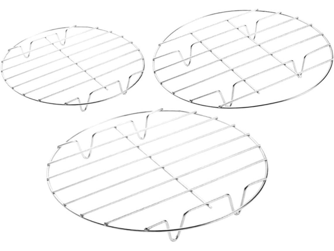Conjunto De 3 Peças De Grelhas Para Cozinhar A Vapor Em Aço Inoxidável Conjunto De 3 Peças De Grelhas Para Cozinhar A Vapor Em Aço Inox Gokoco