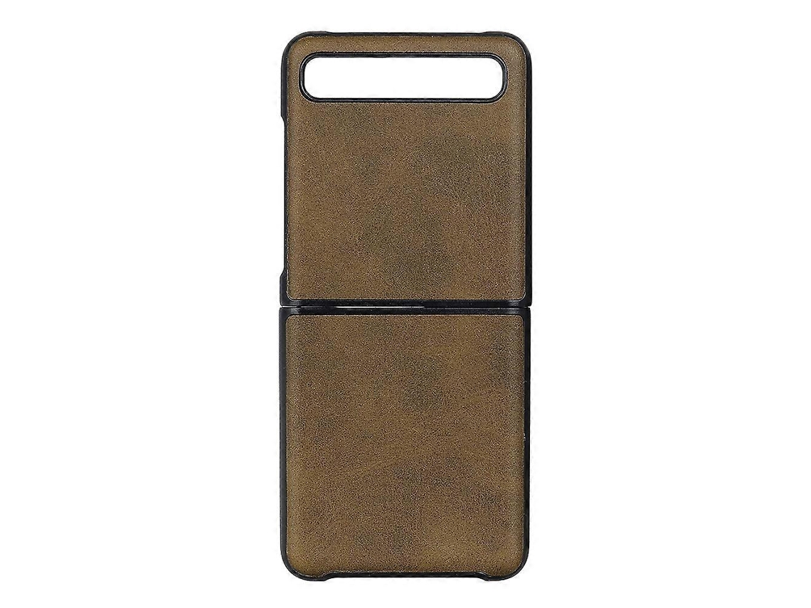 Capa Protetora Dobrável Com Textura De Couro De Vaca Bicolor Para Galaxy Z Flip