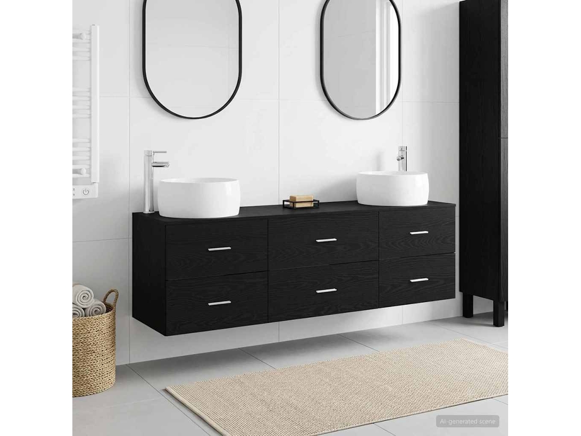 Vidaxl Conjunto De Móveis Para Banheiro 3 Unid. Preto