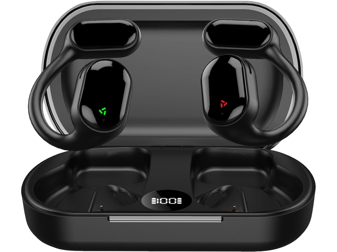 Fones de Ouvido Abertos Bluetooth 5.3 Condução Óssea com Gancho Ipx5 À Prova D'água JIAPEI (preto)