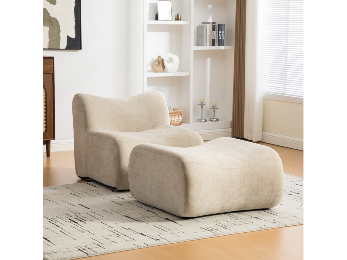 Sofá Modular Comprimido Em Chenille, Espuma De Alta Elasticidade 30d, Fácil De Mover, Base Antiderrapante, Ideal Para Sala, Bege-claro