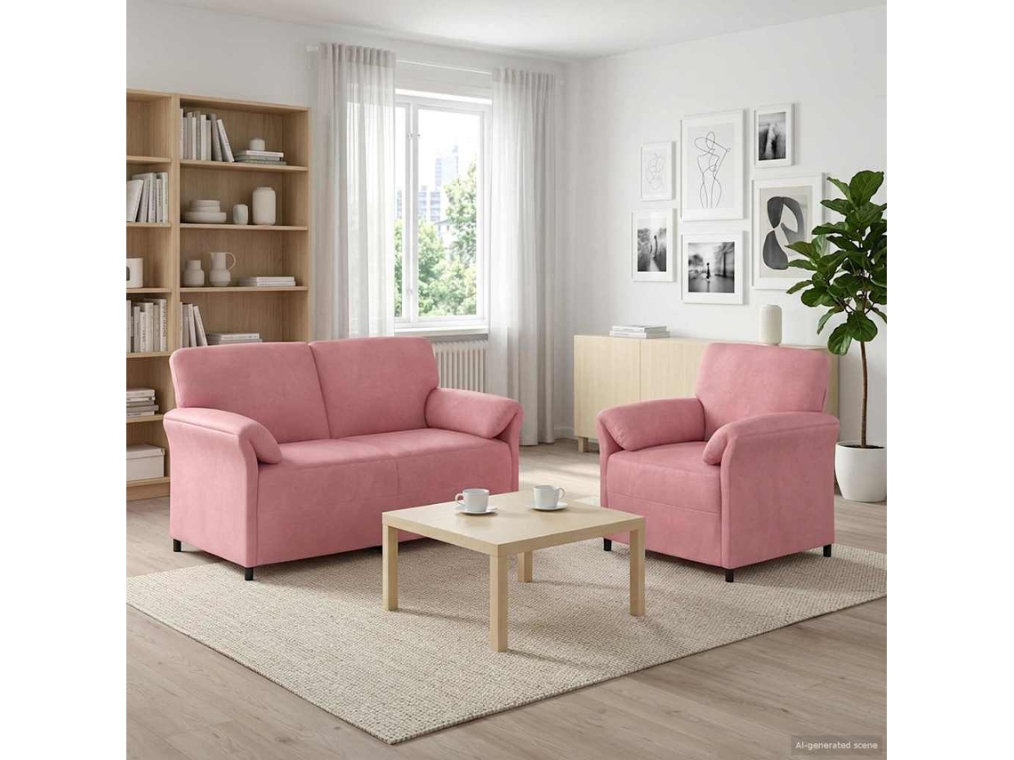 Vidaxl Conjunto De Sofás 2 Unid. Rosa Veludo