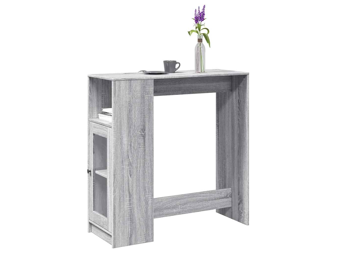 Vidaxl Mesa De Bar C/ Prateleiras Derivados De Madeira Cinzento Sonoma