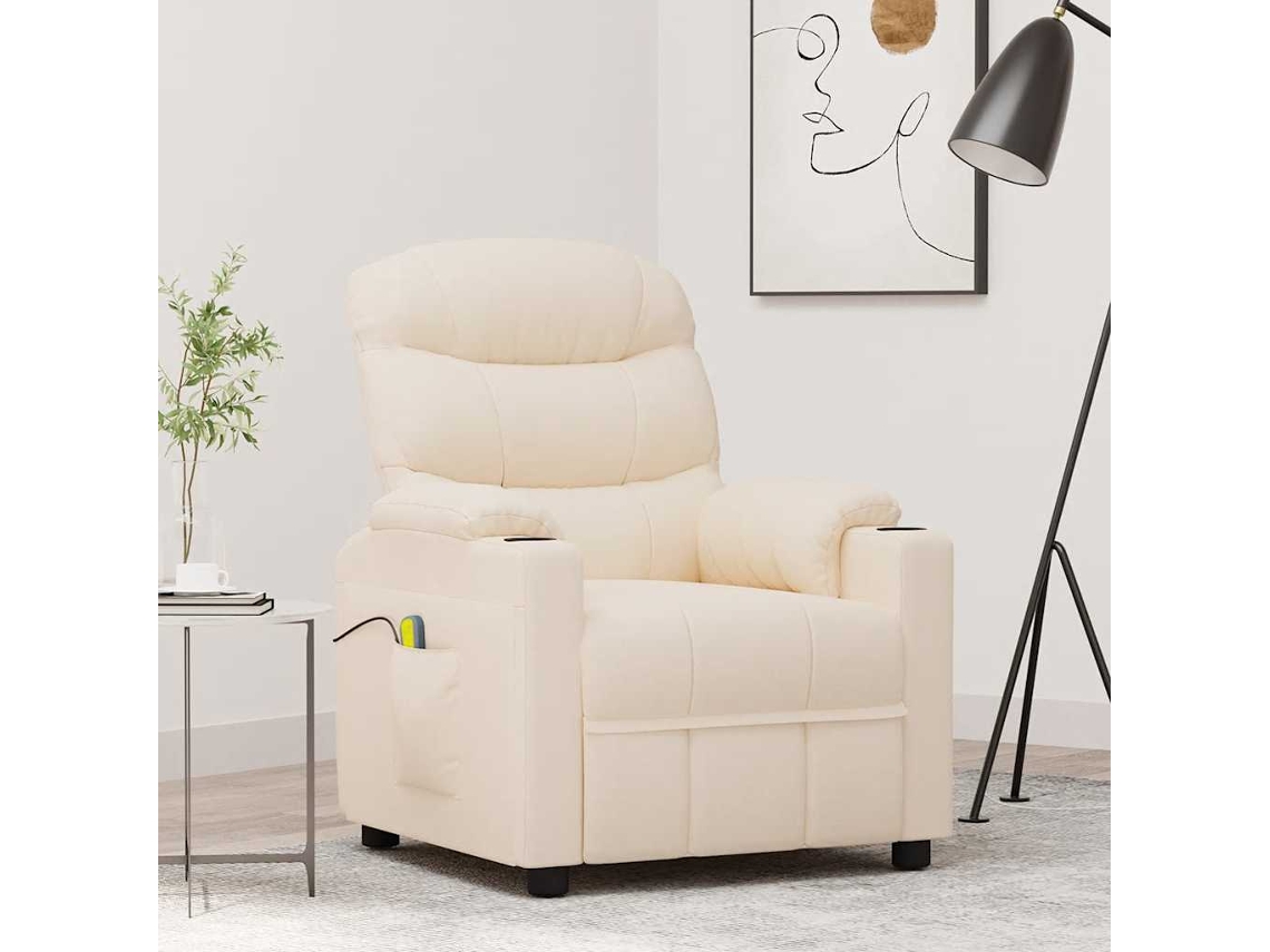 Vidaxl Poltrona De Massagens Tecido Cor Creme