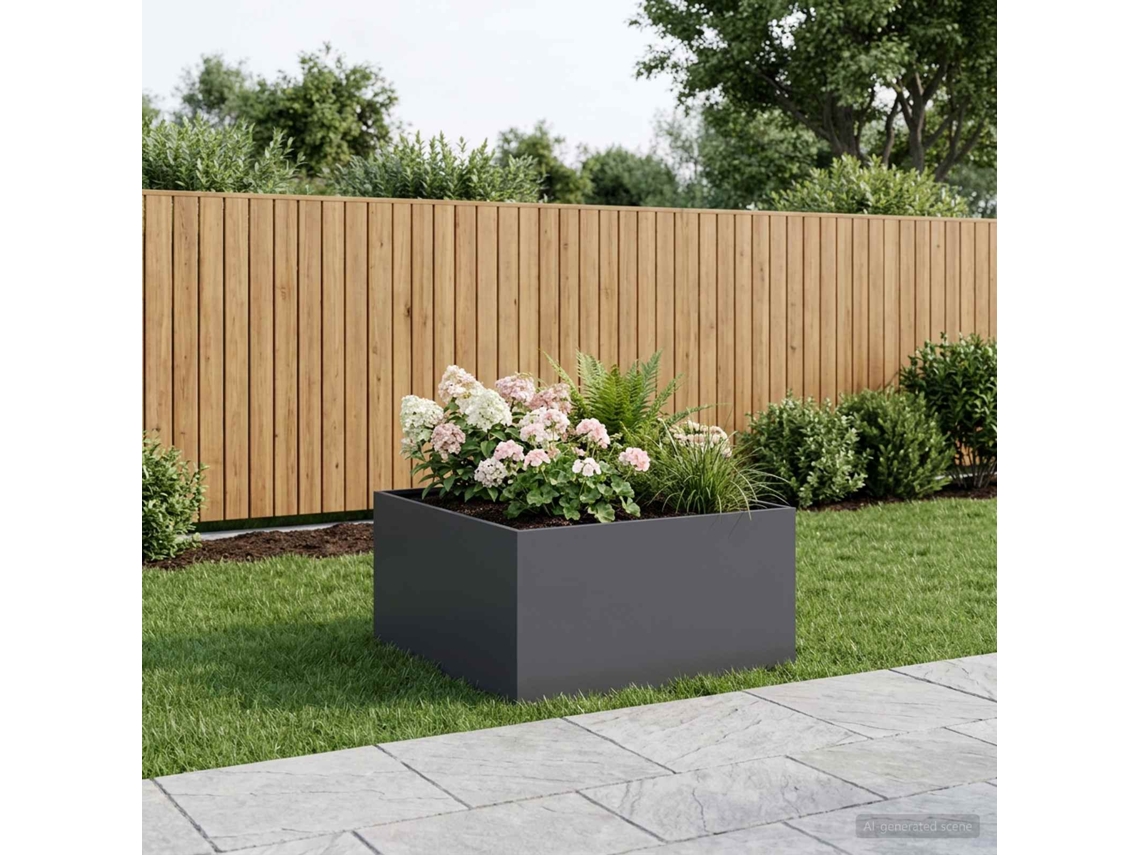 Vidaxl Vaso De Jardim Antracite 80 X 80 X 40 Cm Aço Laminado A Frio