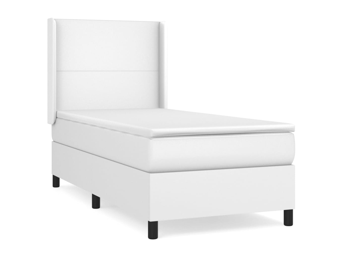 Cama com Molas e Colchão Tecido Couro Artificial Branco MAISON EXCLUSIVE (80x200 cm)
