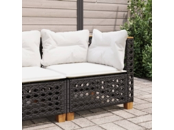 Sofá De Canto P/ Jardim C/ Almofadões Vime Pe Preto Dkd Home Decor
