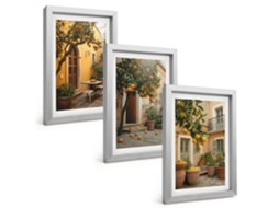 Composição De Quadros Jardim, Frutas Cítricas E Sol Espelharte (3 Peças 20x30 Cm)