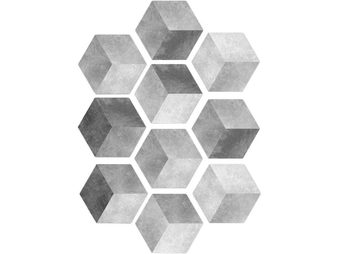 Conjunto De 10 Adesivos De Chão Hexagonais Antiderrapantes Em Pvc, Decoração Criativa.