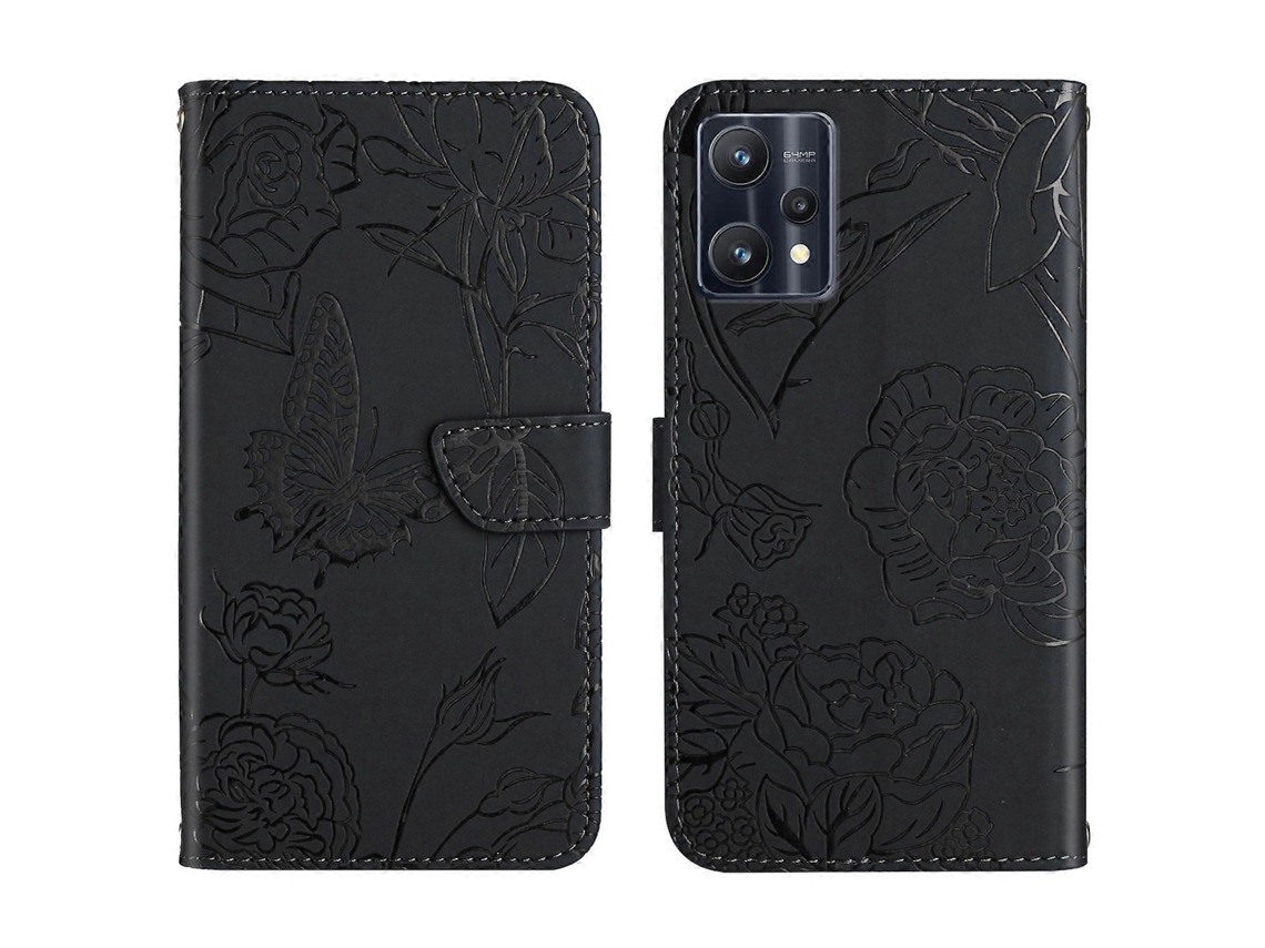 Capa De Couro Com Estampa De Peônia Borboleta Para Oppo Realme 9 Pro/realme 9 4g