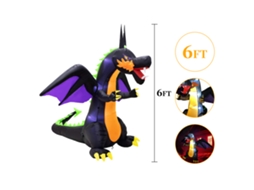 Laxiscreed Castor Inflável De Halloween 6ft Com Morcego E Dinossauro Led Para Jardim E Festa
