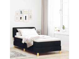 Vidaxl Cama Box Com Cabeceira Preto 90 X 200 Cm Tecido