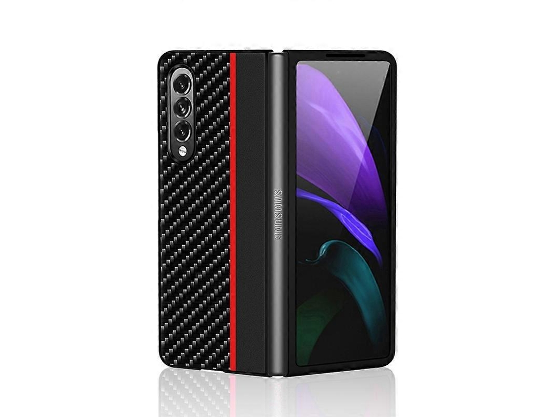 Capa De Couro Sintético Com Textura De Fibra De Carbono E Acabamento Resistente A Impactos Para Samsung Galaxy Z Fold3 5g (azul)
