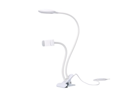FORLIGHT Servi Candeeiro de mesa portátil Flexo Led 4 W com grampo móvel Braço flexível regulador de tom e intensidade Branco