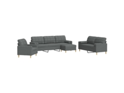 Conjunto de Sofás 4 peças com Almofadas e Pés Tecido Preto MAISON EXCLUSIVE