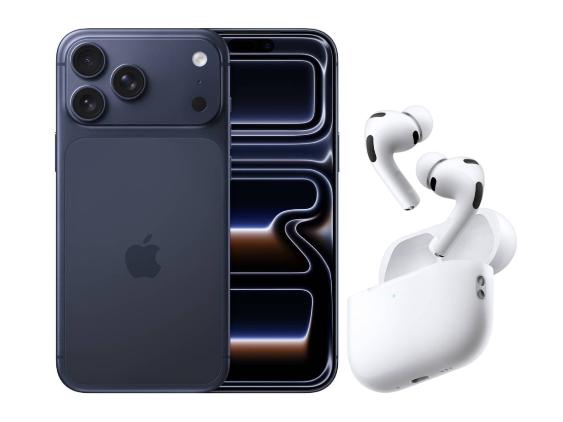 Pack Iphone 17 Pro Max Apple (6.9'' - 256 Gb - Azul Escuro) + Airpods Pro Apple 3ª Geração Usb-c (in Ear - Microfone Branco)
