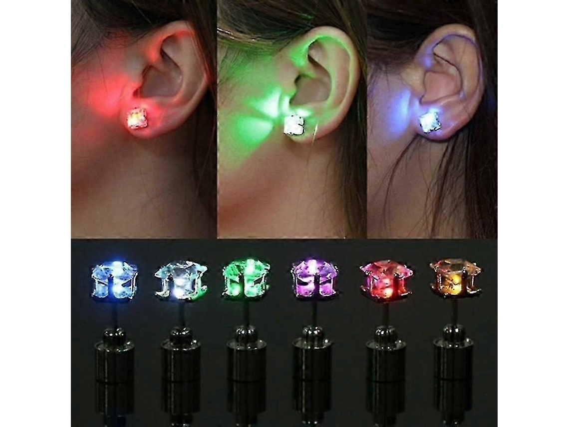 Brincos Stud Led Brilhantes, Com Zircão Flash Verde, Para Festas E Natal