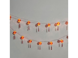 Lanterna Chinesa Vermelha com Luzes Led 6m 40 Luzes para Pátio S/MARCA