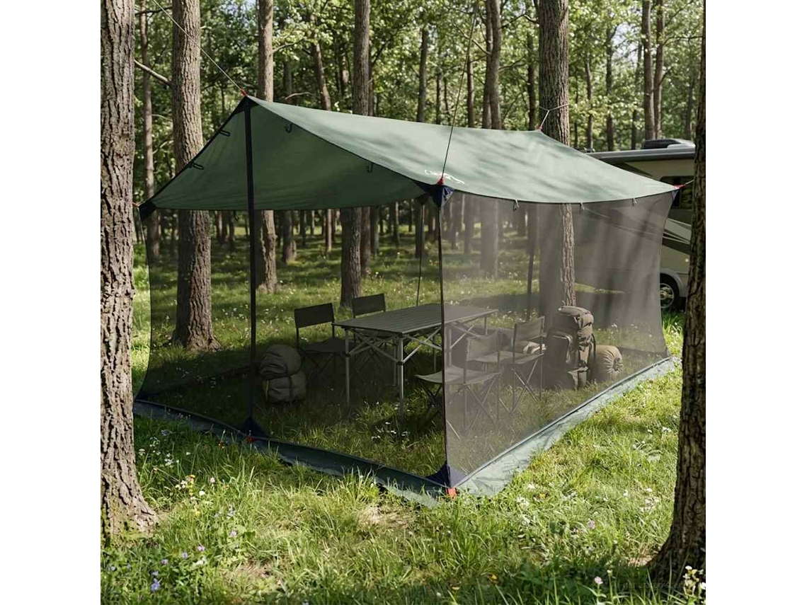 Vidaxl Barraca De Camping Com Paredes De Malha Verde Exército