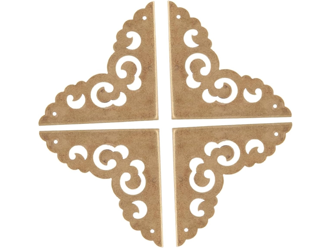 Galpada Conjunto De 4-protetores Canto Em Cobre Estilo Chinês Para Caixas Madeira, Protetores De Canto Decorativos Para