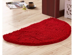 Tapete De Banho Meia Lua Em Chenille Absorvente 60x90cm Vermelho