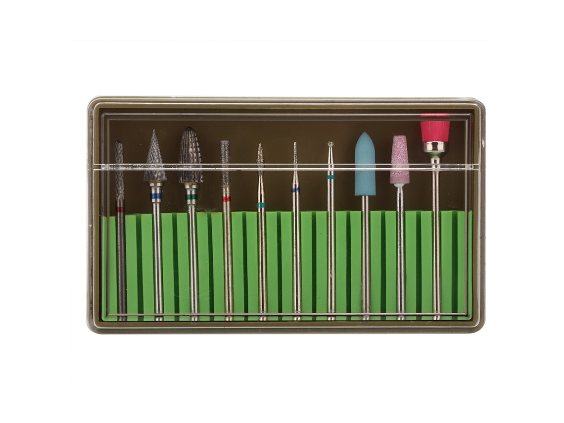 10 peças kit de broca de unha ferramenta de polimento acessório para manicure e pedicure Bh-05