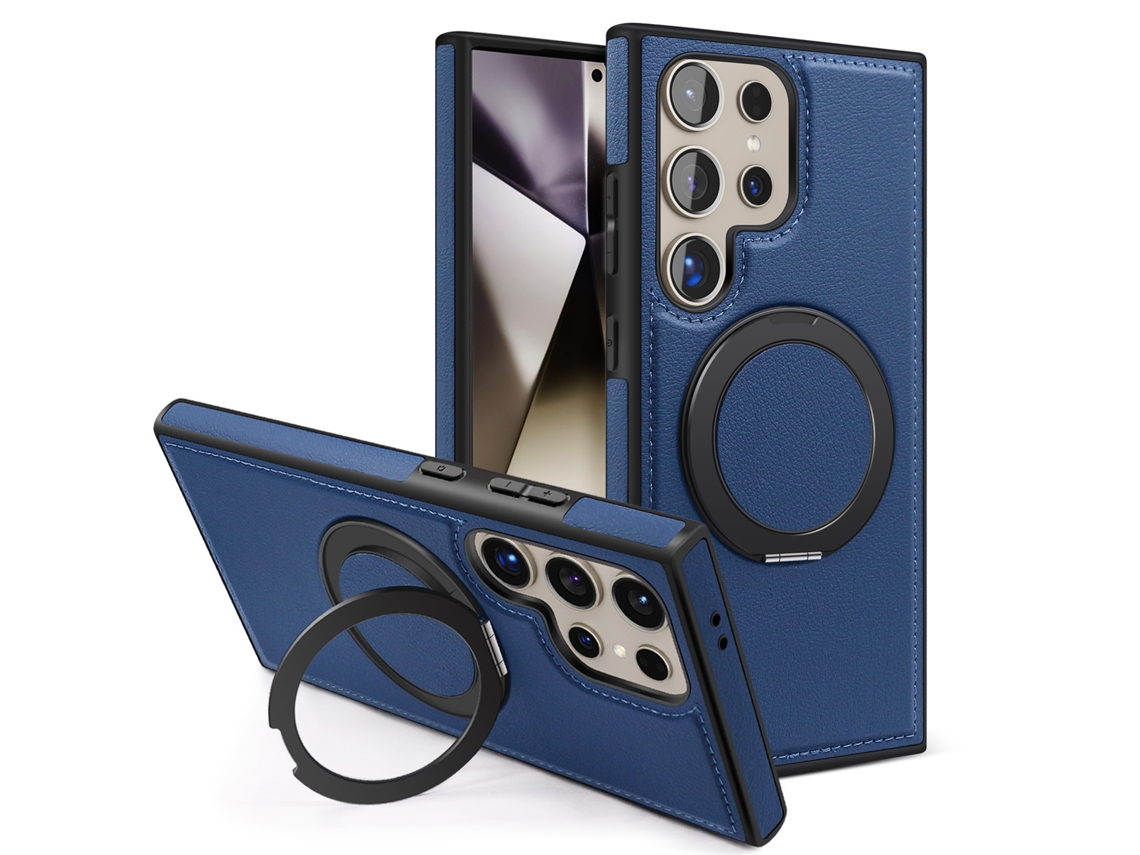 Capa Hexinyigjly Para Samsung S26ultra , Com Anel Giratório 360° Azul