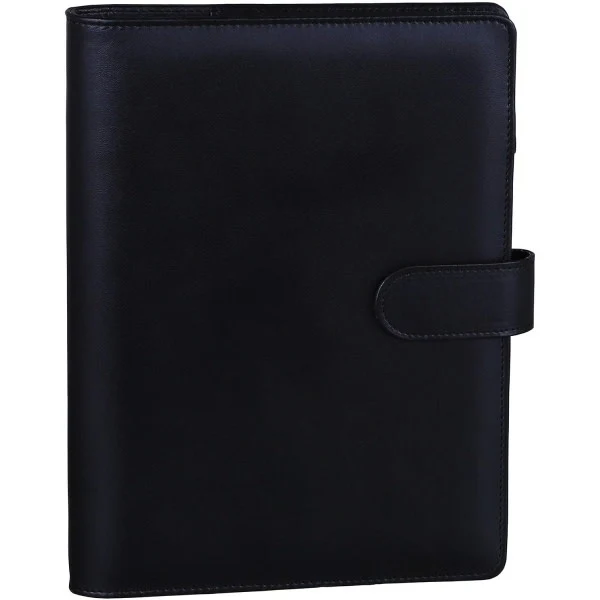 Caderno/ Planner A5 com Argolas, Capa de Couro e Fecho Magnético , Preto BRILVIBERA (papel Interno Não Incluso)