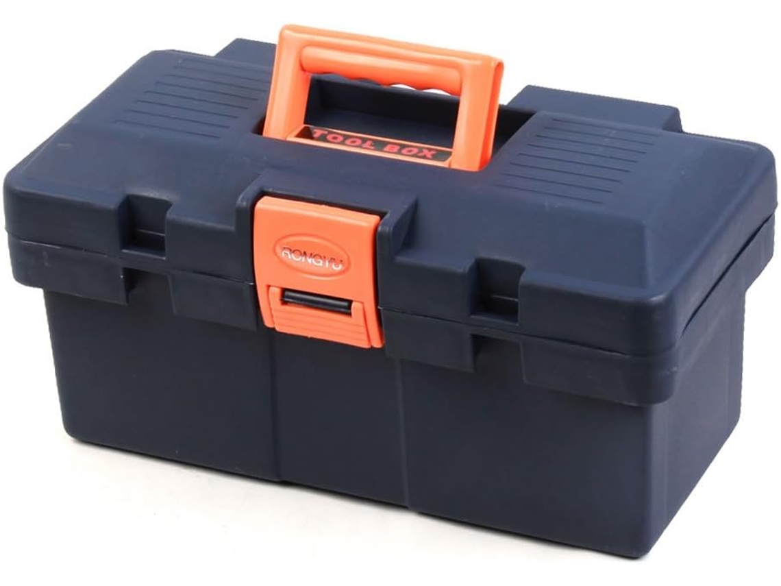 Caixa de Armazenamento Ferramentas Dupla Camada em Plástico Engenharia, Azul Marinho e Laranja CHABERLU