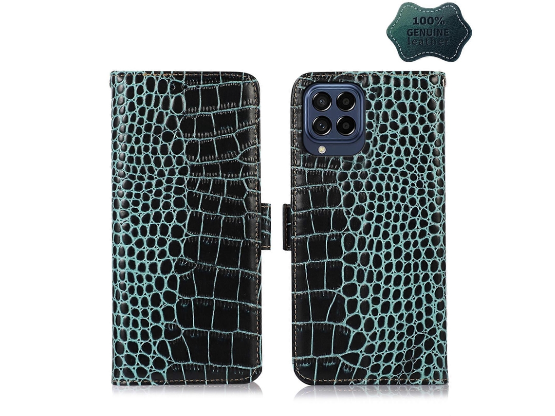 Capa De Celular Em Couro De Crocodilo Com Camada Superior De Couro Bovino Para Samsung Galaxy M53 5g
