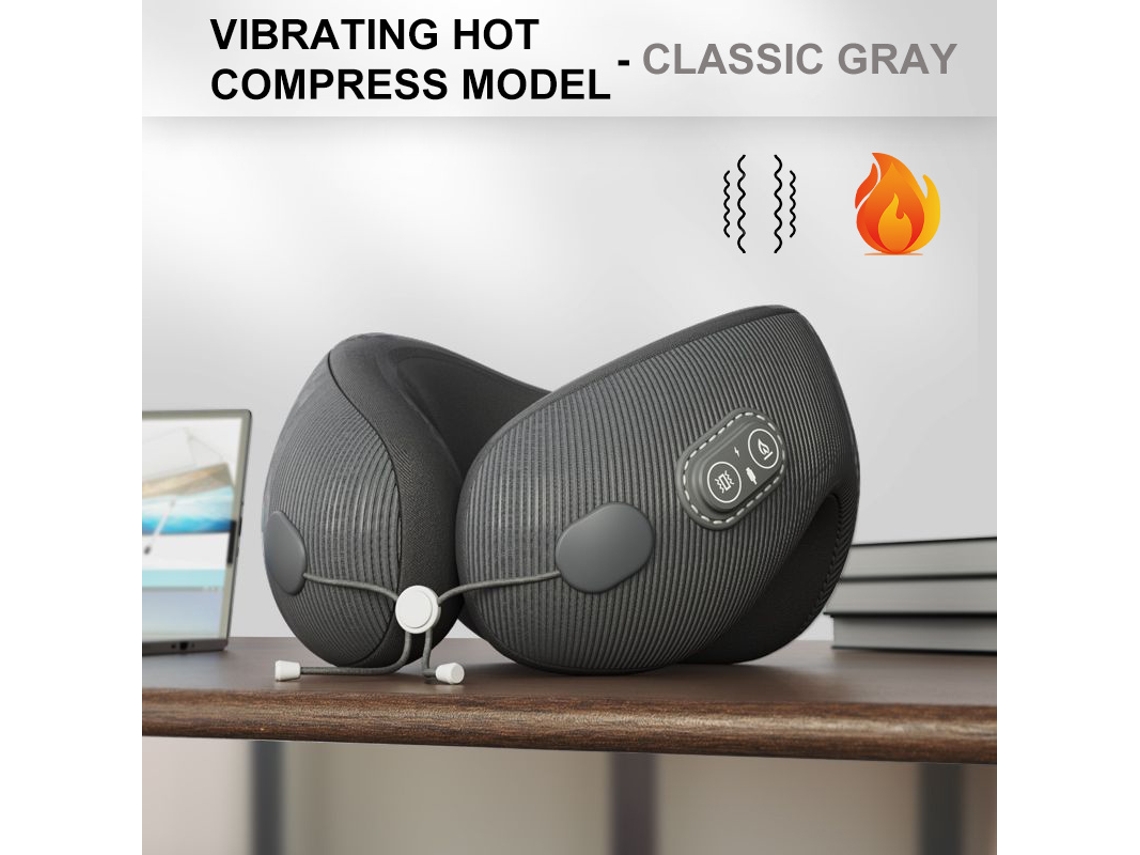 Almofada De Viagem Multifuncional Com Massagem Elétrica No Pescoço E Espuma De Memória Em Forma De U Com Vibração E Aquecimento Ma Aquaforge