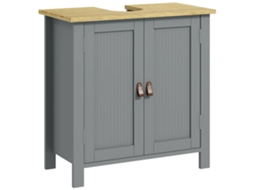 Unidade Banheiro 60x30x60cm 2 Portas E Prateleira Ajustável, Maçanetas Pu Cinza