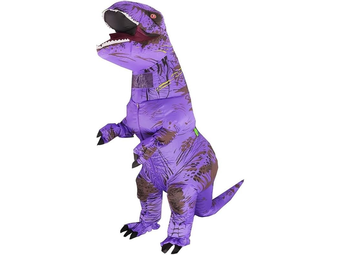 Traje De Dinossauro Inflável Para Adulto T-rex Traje Engraçado De Halloween Cosplay Festa Roupa Jumpsuit Roxo